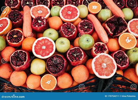 Various Sliced Fruits Stock Image Image Of Citrus 170754211
