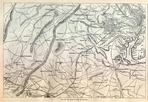 Battle Map Of The Civil War In Virginia Showing Bull Run