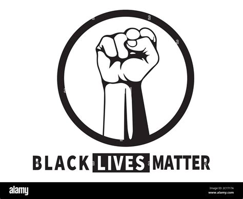 black lives matter black and white illustration depicting blm fist in circle with text