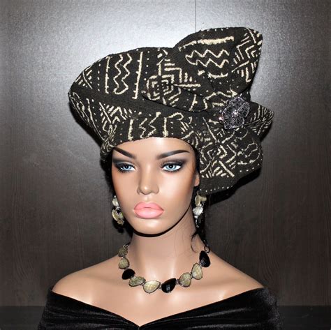 Mudcloth Hat Zulu Hat African Hat Made From Authentic Mudcloth Etsy In 2020 African Hats