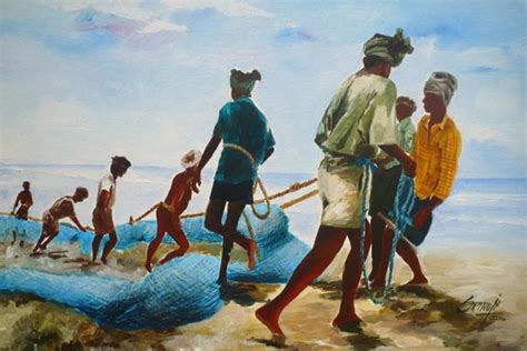 Buy Painting Fishermen At Work Artwork No 2888 By Indian Artist Srinuji