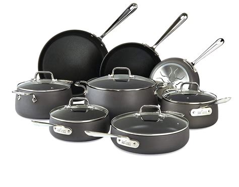 buy all clad e785sb64 ha1 hard anodized nonstick cookware set 13 piece black online at lowest