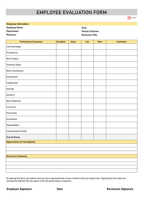 Free Employee Evaluation Form Simple Printable Word P Vrogue Co