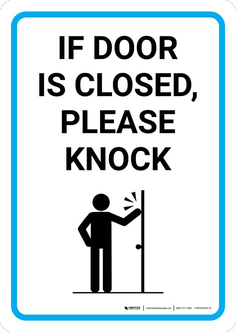 If Door Is Closed Please Knock With Icon Portrait Wall Sign