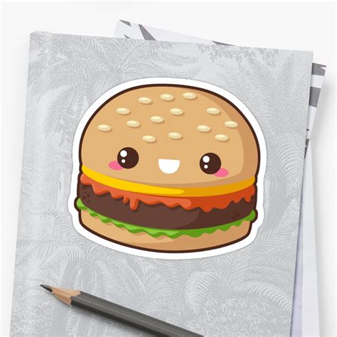Kawaii Cheeseburger Stickers By Pai Thagoras Redbubble