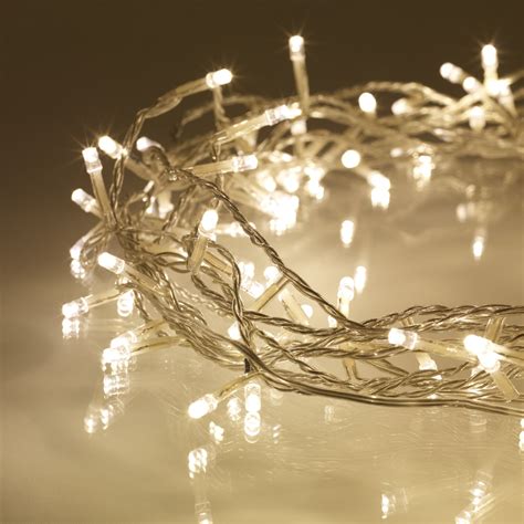 100 Warm White Led Fairy Lights On Clear Cable