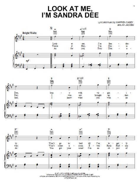 Oktane] how you feel about it? Look At Me, I'm Sandra Dee | Sheet Music Direct