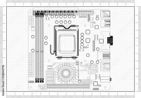 Computer Motherboard Architect Blueprint Stock Illustration Adobe Stock