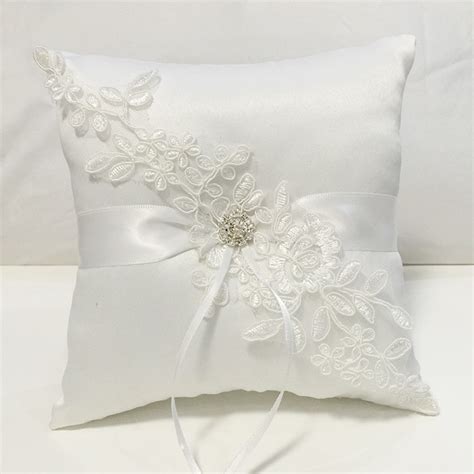 Bridal Wedding Ceremony Ring Bearer Pillow Cushion Satin Bowknot Pearl