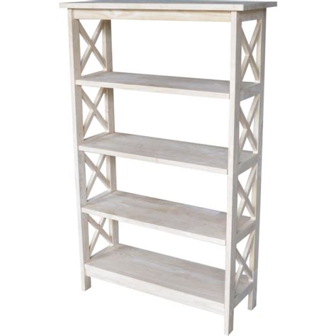 International Concepts X Sided 4 Tier Shelf Unit Unfinished Parawood