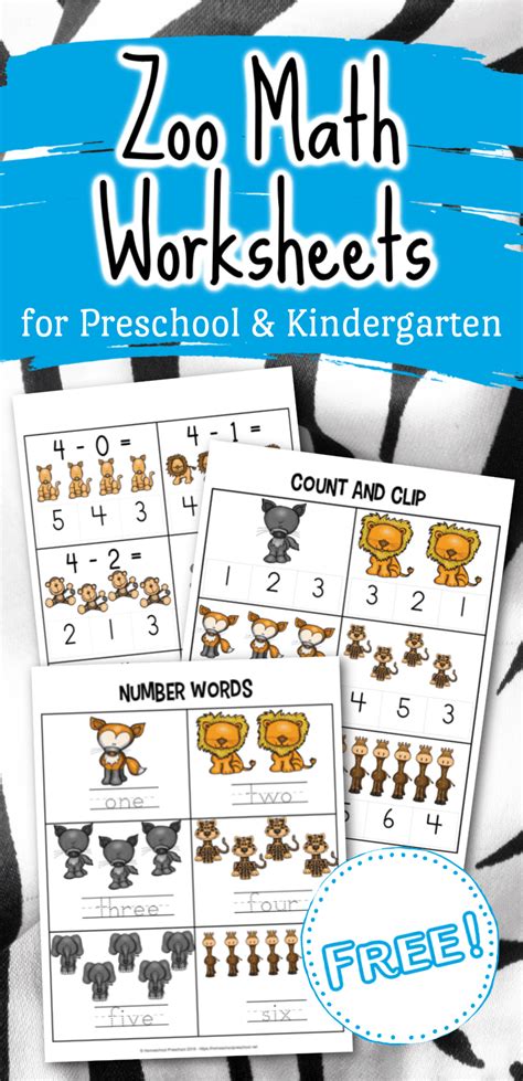 Download These Free Preschool Zoo Math Worksheets Which Focus On