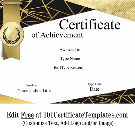 Certificate Of Achievement Editable Template Printable Instant Images