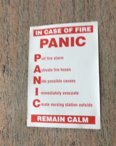 In Case Of Fire Panic Keep Calm Meme Guy