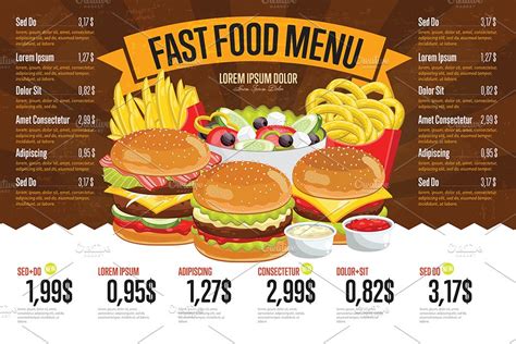Fast Food Menu Template Custom Designed Illustrations Creative Market