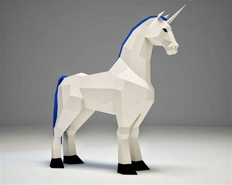Papercraft Unicorn Licorne Printable 3d Paper Craft Model Etsy