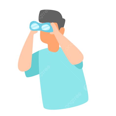 Man Using A Binocular Flat Illustration Vector Business Character