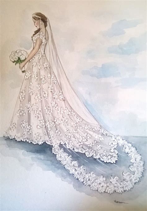 Custom Bridal Illustrationwedding Dress Sketchbridal Dress