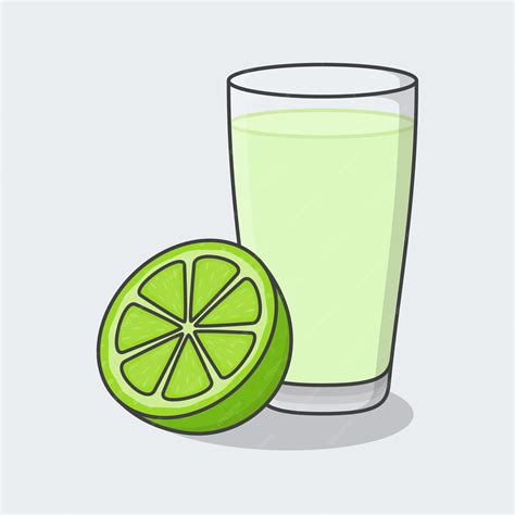 Jugo De Lima Con Fruta En Vidrio Ilustración Vectorial De Dibujos