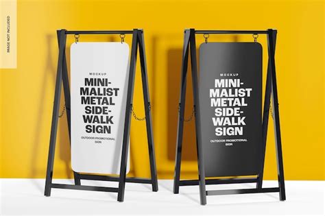 Premium Psd Minimalist Metal Sidewalk Signs Mockup