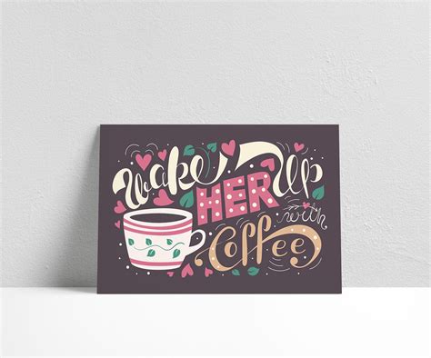 Wake Her Up With Coffee Typography Poster Example Venngage Poster