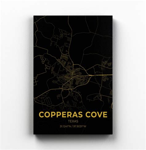 Copperas Cove Texas City Map Canvas Art City Map Art City Etsy