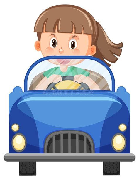 Cute Girl Driving Car Cartoon Stock Vector Illustration Of Clipart