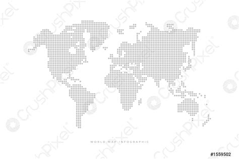 Simple Dotted Political World Map Template With Grey Points Isolated