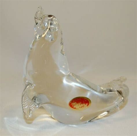 Beautiful Murano Glass Seal Figurine Clear Glass Italy Ebay