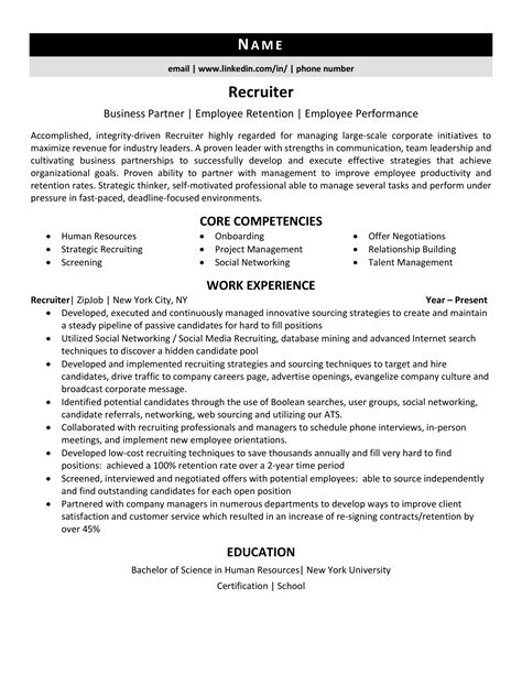 Recruiter Resume Example And 3 Expert Tips Zipjob