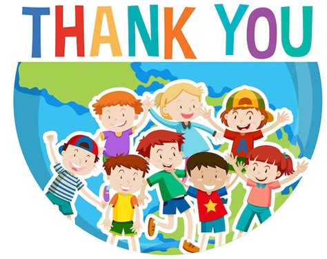 Free Vector Children With Word Thank You