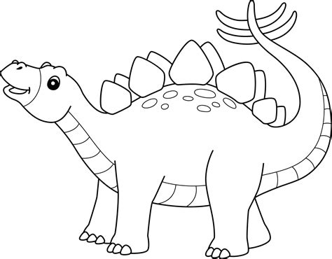 Dinosaur Cute Cartoon Stegosaurus Coloring Page Print