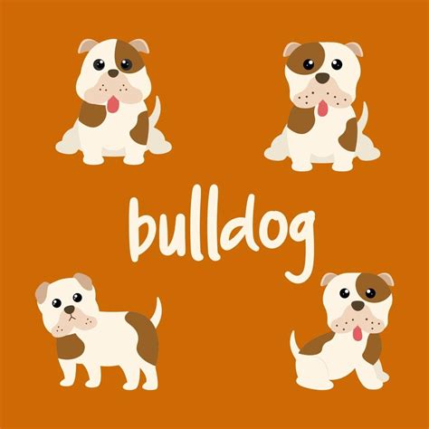 Cute Bulldog Dog Set 2211894 Vector Art At Vecteezy