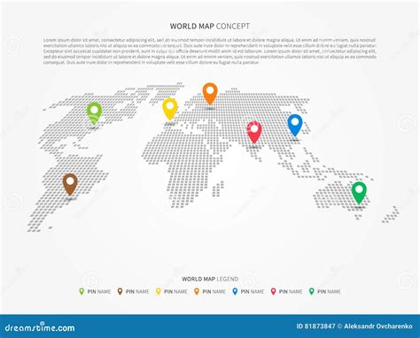 Perspective World Map Infographic With Colorful Pointers Stock Vector