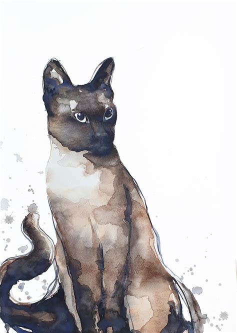 Siamese Cat Watercolour Cat Painting Leni Kae Art Lovers Australia