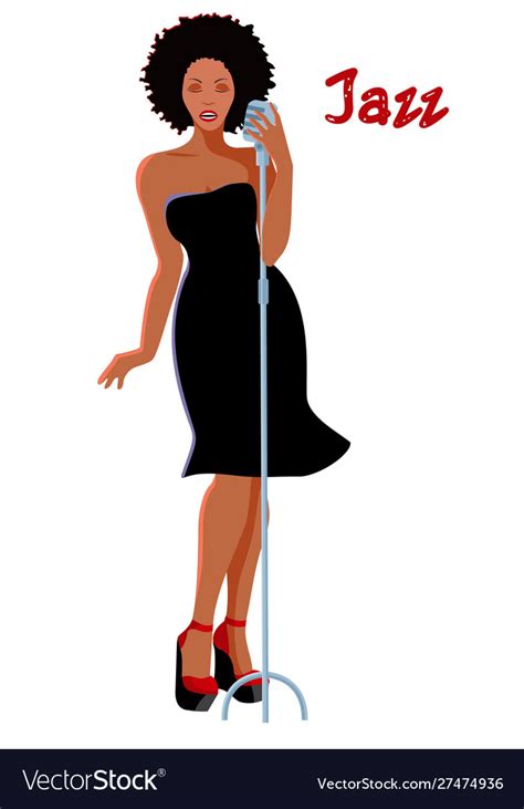 Jazz Singer Woman With Microphone Isolated Vector Image