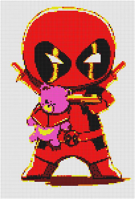 Deadpool Chibi Pixel Art Few Colors To Try Out In Your Wall Deadpool