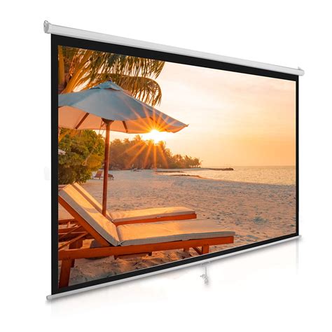 Manual Pull Down Projector Screen Universal 100 Inch Roll Down Pull