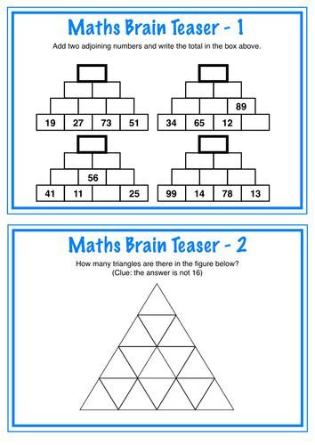 Maths Brain Teasers Teaching Resources Brain Teasers Math Math