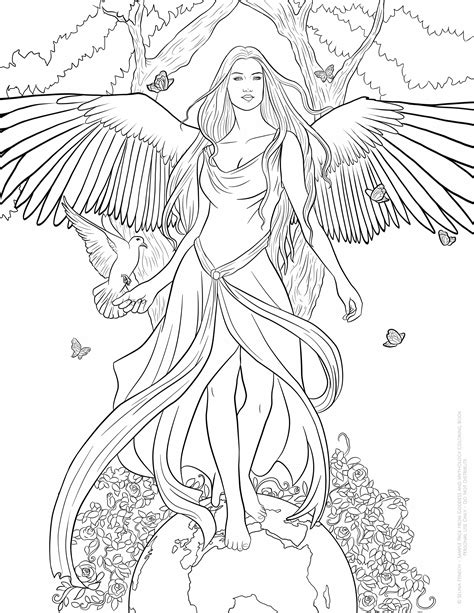Pin By Kristina Livesay On Coloring Angel Coloring Pages Fantasy