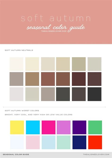 The Color Scheme For Soft Autumn Is Shown In Shades Of Pink Brown And