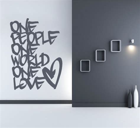 Wall Decal Quotes One People One Love Quote Decal Text For Modern Living Room On Luulla