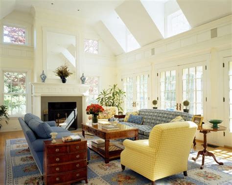 Segment from a recent 2020 design masterclass on coffered, cathedral, and vaulted ceilings covering vaulted ceilings with skylights. Vaulted Ceiling Family Room | Houzz