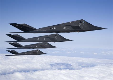 Stack Em Up Four United States Air Force F 117 Nighthawk Stealth Aircraft Fly Together On 28