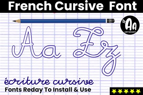 French Cursive Outlined Font Door Antarart · Creative Fabrica