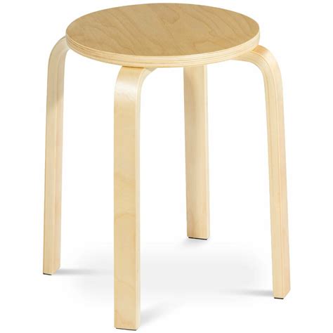 Set Of 4 18 Stacking Stool Round Dining Chair Backless Wood Home Decor