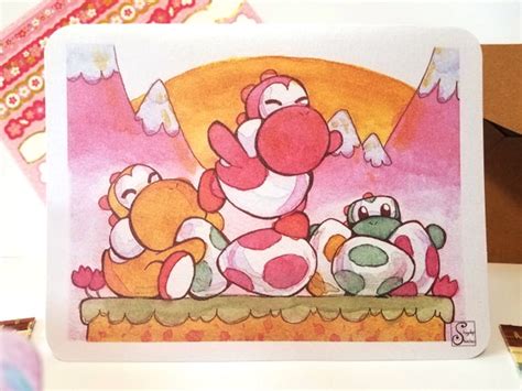Yoshi Eggs Mario Easterspring Cards For Nerds Etsy