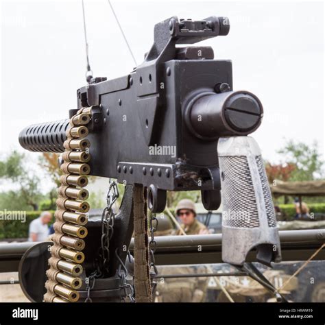 Machine Gun Mounted On A Military Vehicle Stock Photo