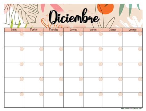 Planner Mensual Diciembre Gratis