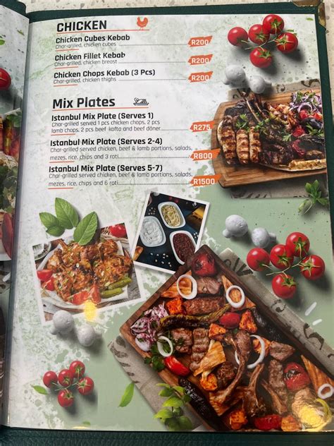 Menu At Istanbul Kebab Sunninghill Restaurant Midrand Village