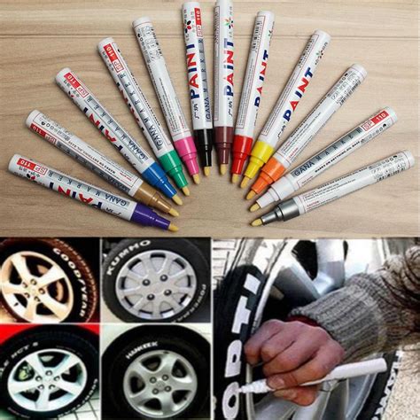Buy 12 Colors Waterproof Car Tyre Paint Marker Pen Oil Based Truck